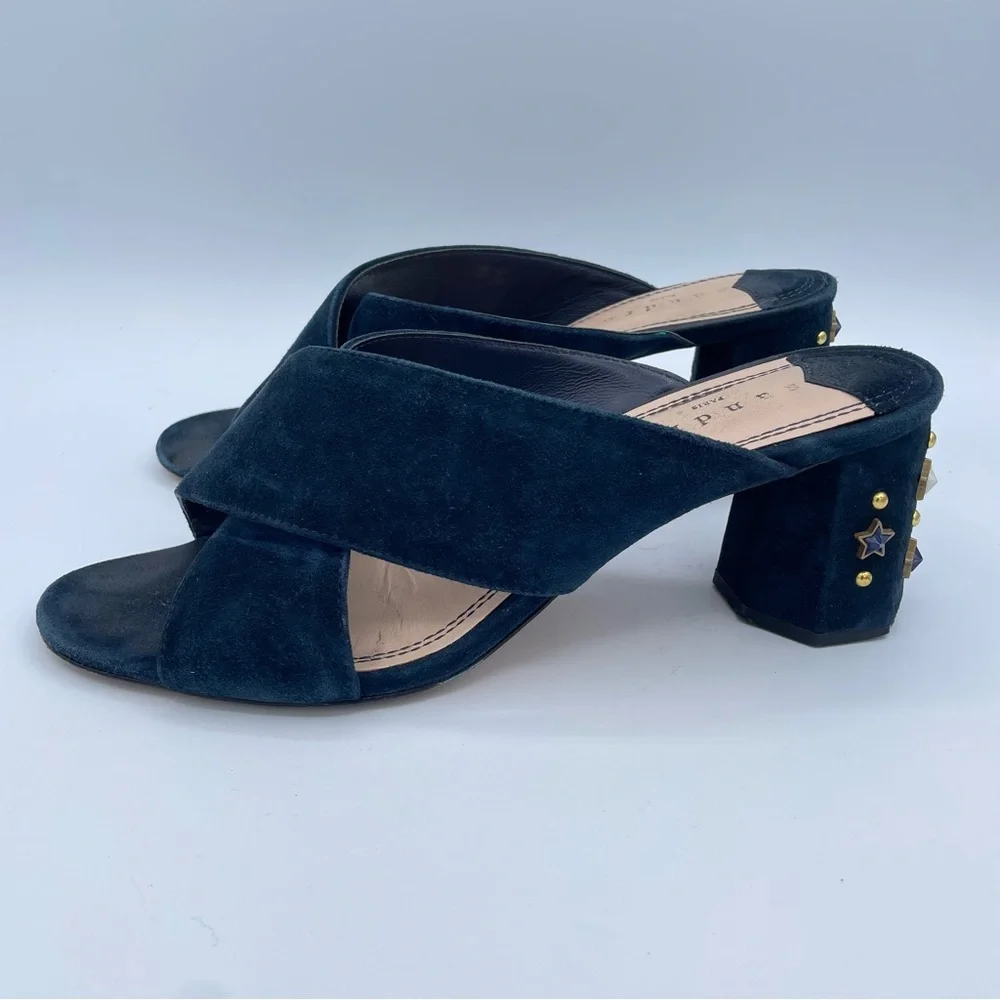 Sandro Star Studded Suede Sandals Shoes 40 Blue